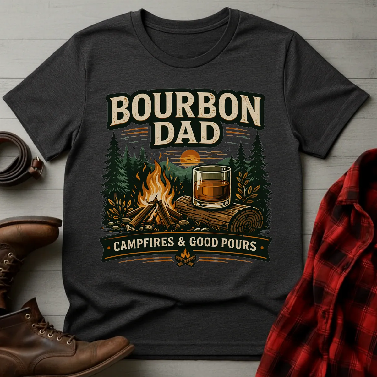 Bourbon Dad Campfires Good Pours T-Shirt