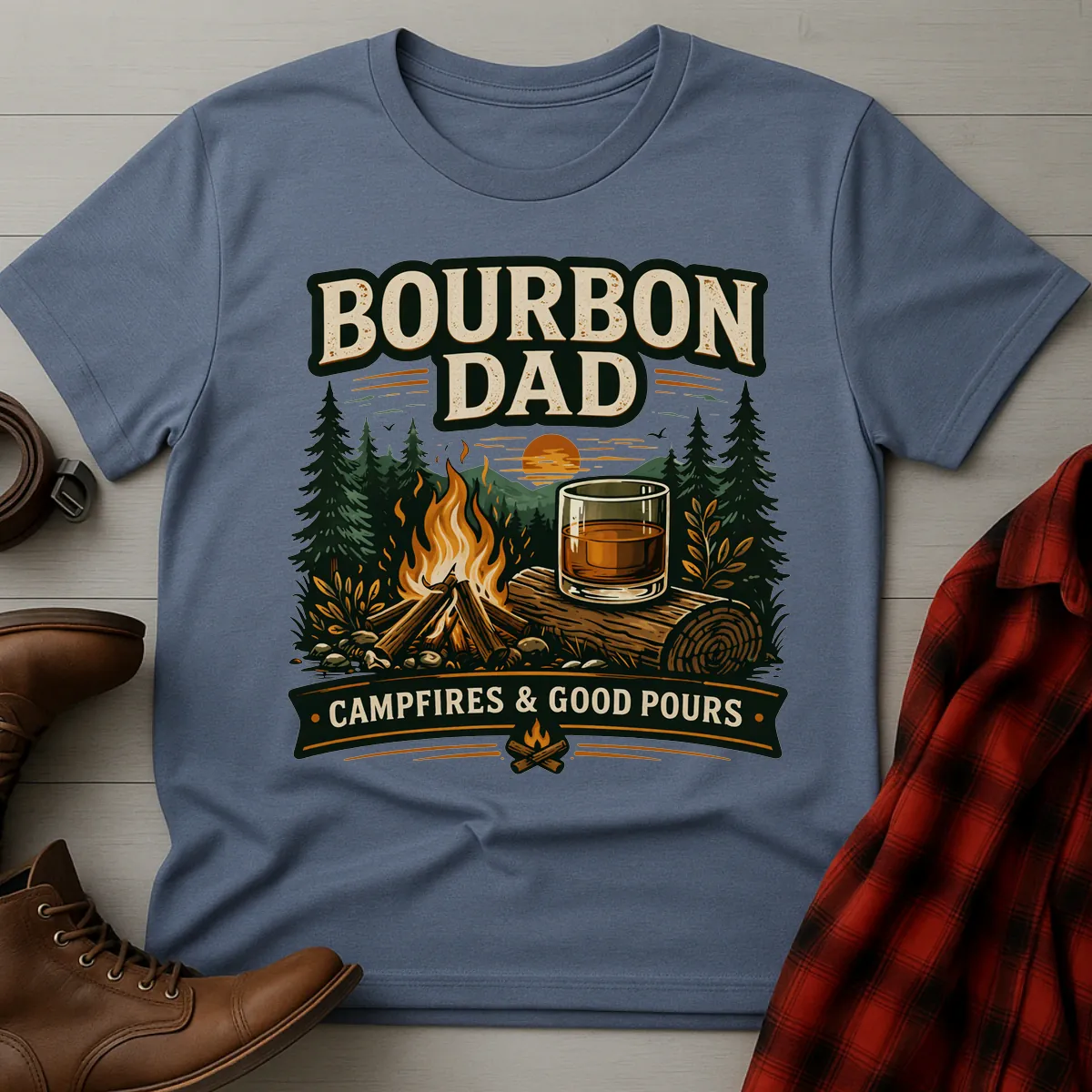 Bourbon Dad Campfires Good Pours T-Shirt