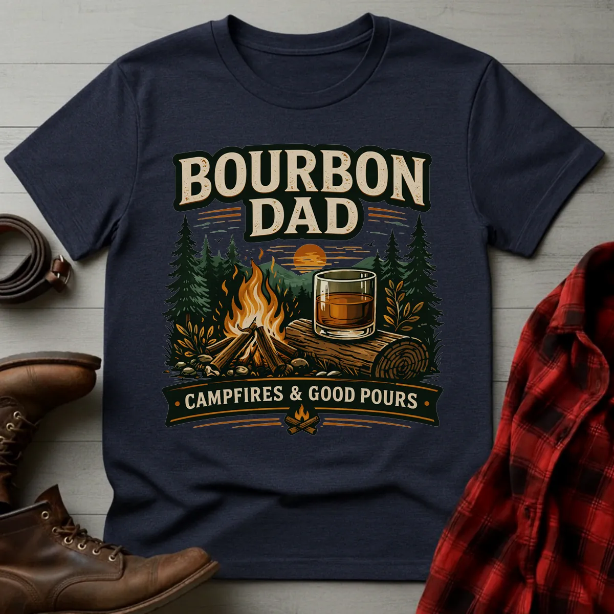 Bourbon Dad Campfires Good Pours T-Shirt