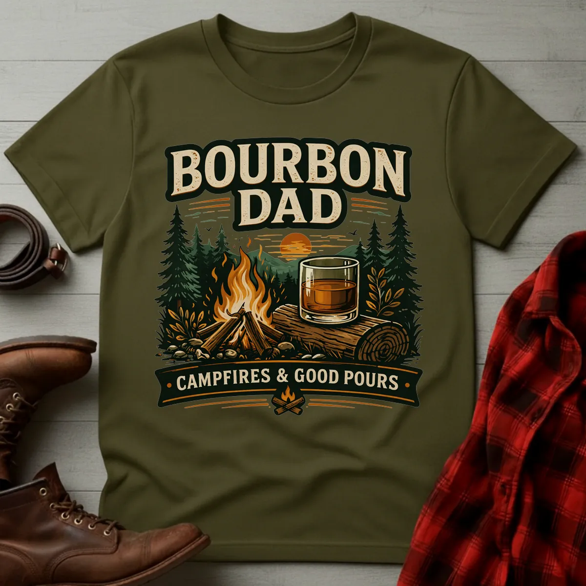 Bourbon Dad Campfires Good Pours T-Shirt