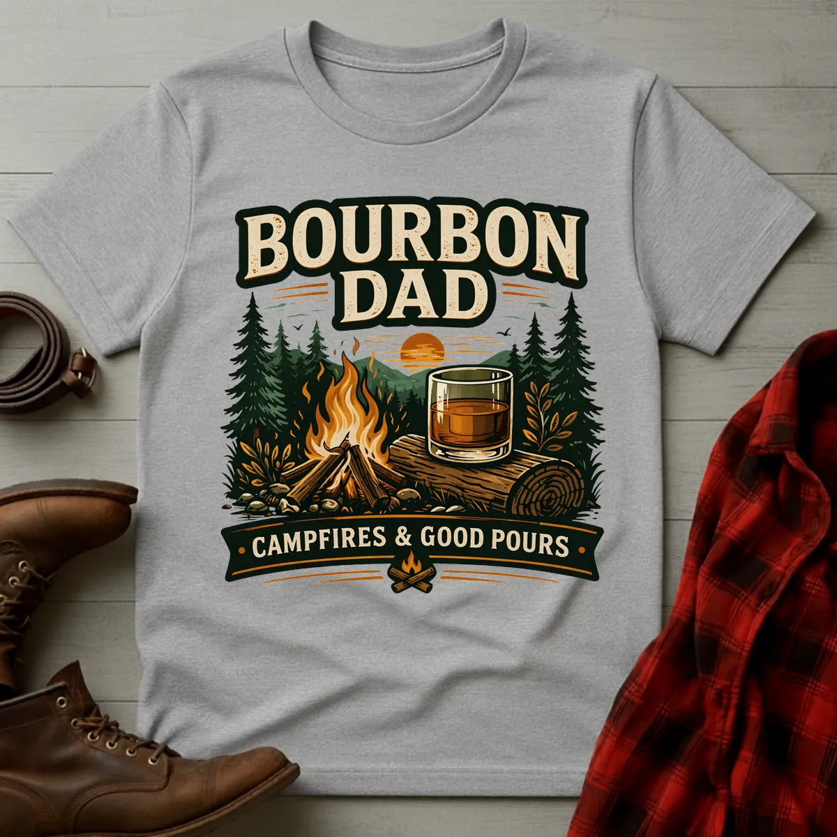 Bourbon Dad Campfires Good Pours T-Shirt