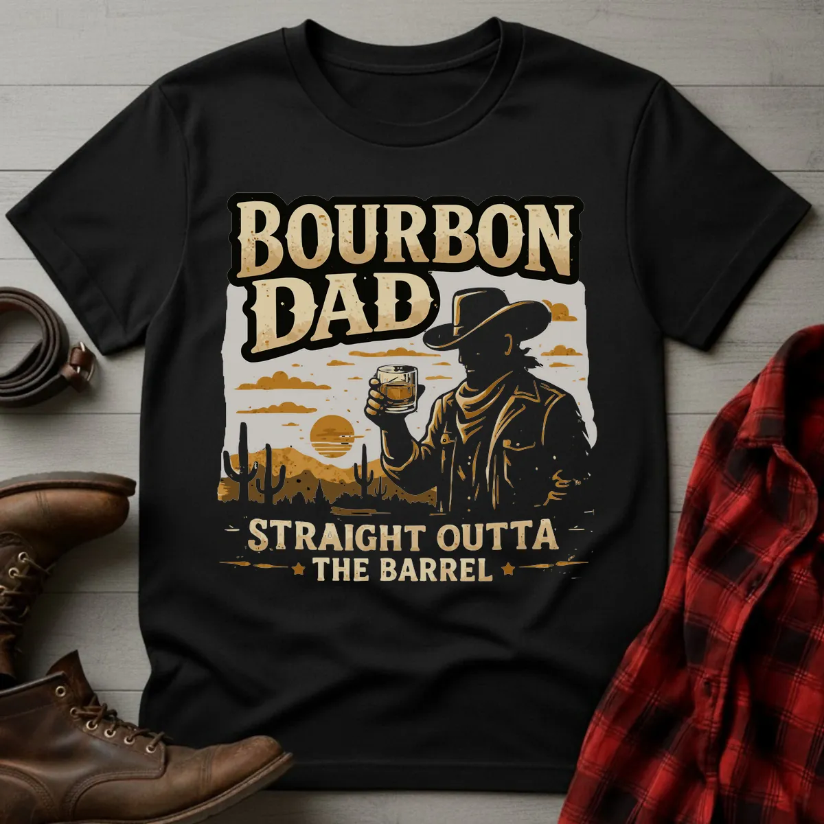 Bourbon Dad Straight Outta the Barrel T-Shirt