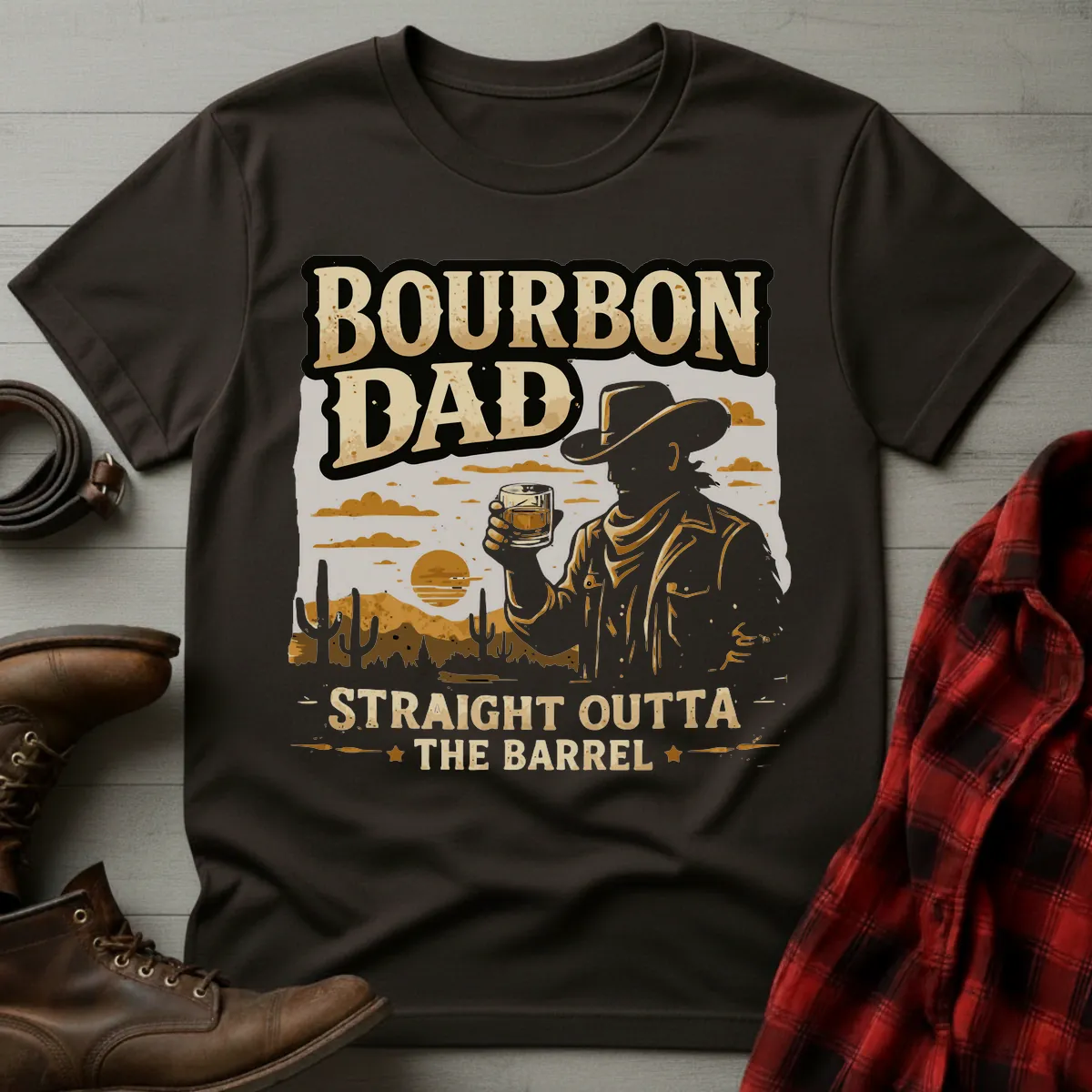 Bourbon Dad Straight Outta the Barrel T-Shirt