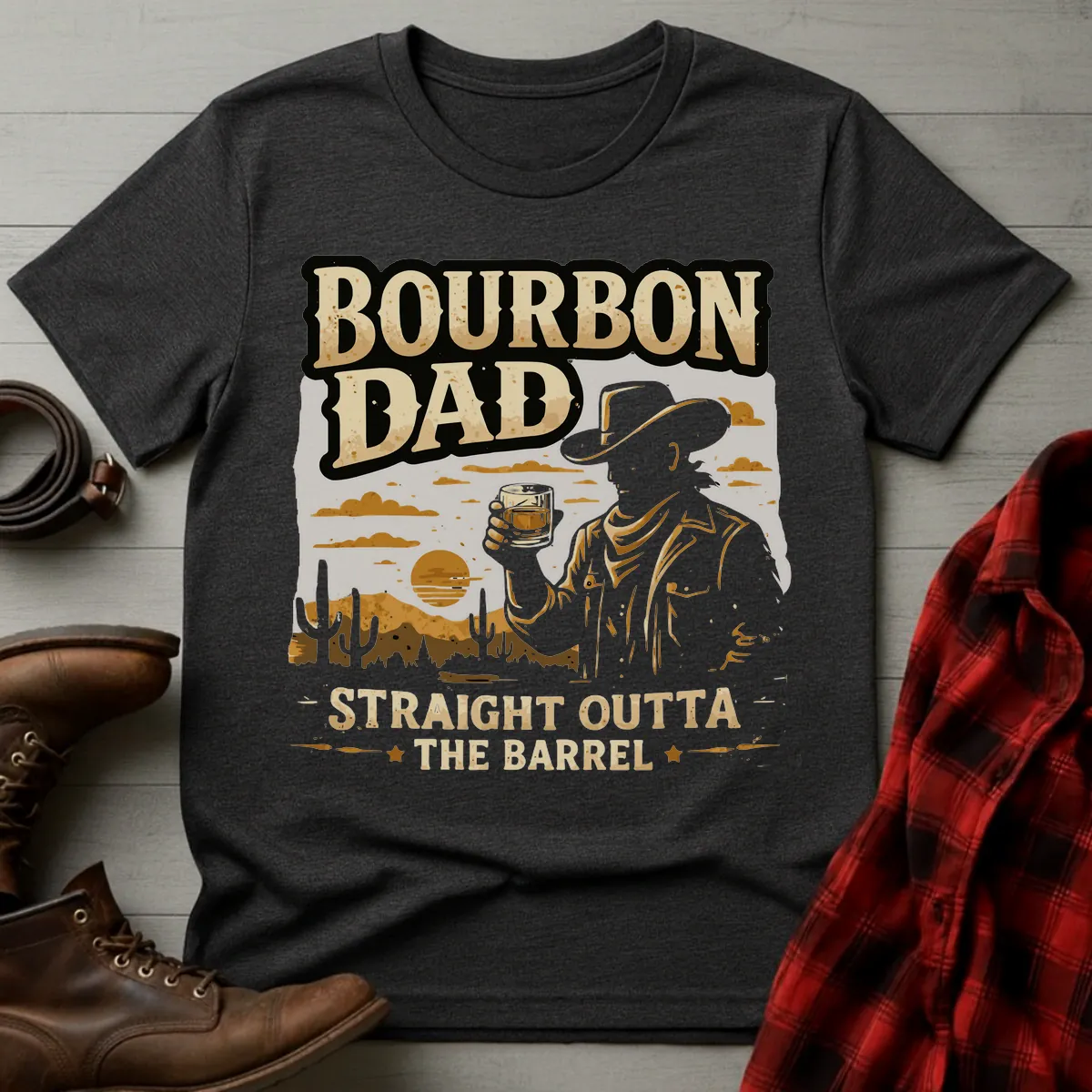 Bourbon Dad Straight Outta the Barrel T-Shirt
