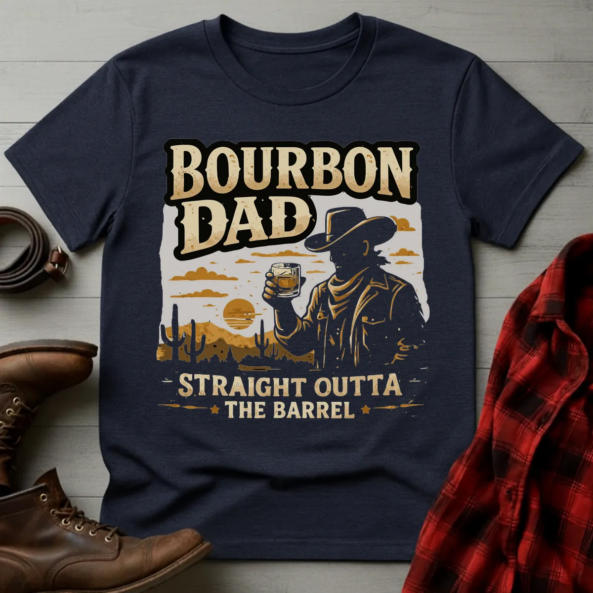 Bourbon Dad Straight Outta the Barrel T-Shirt