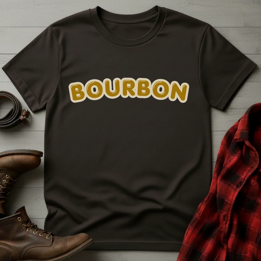 Bourbon Retro Bubble Typography T-Shirt