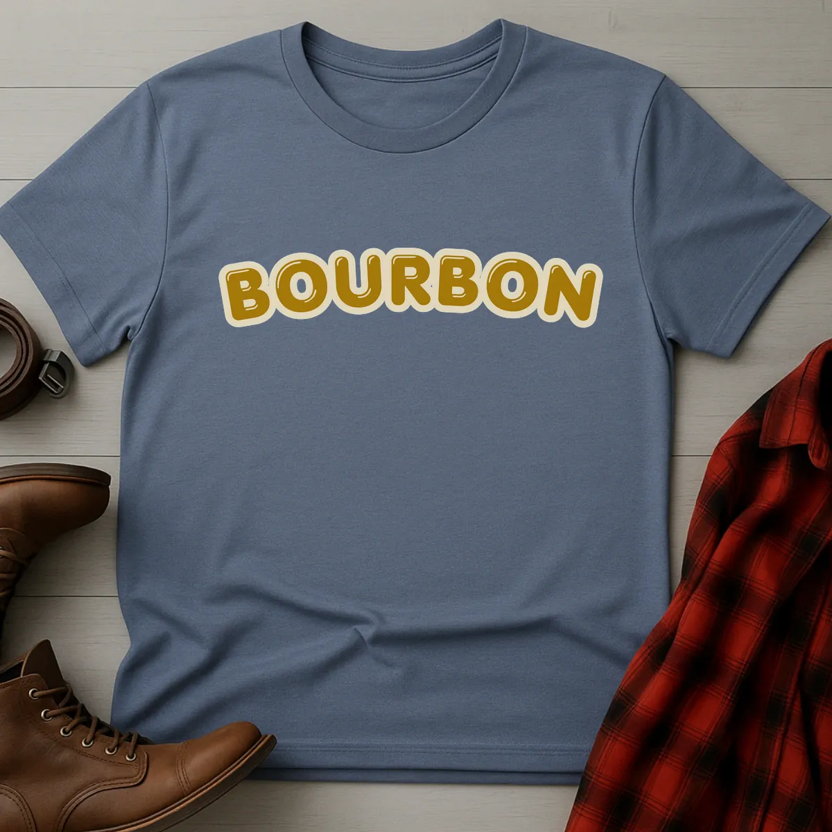 Bourbon Retro Bubble Typography T-Shirt