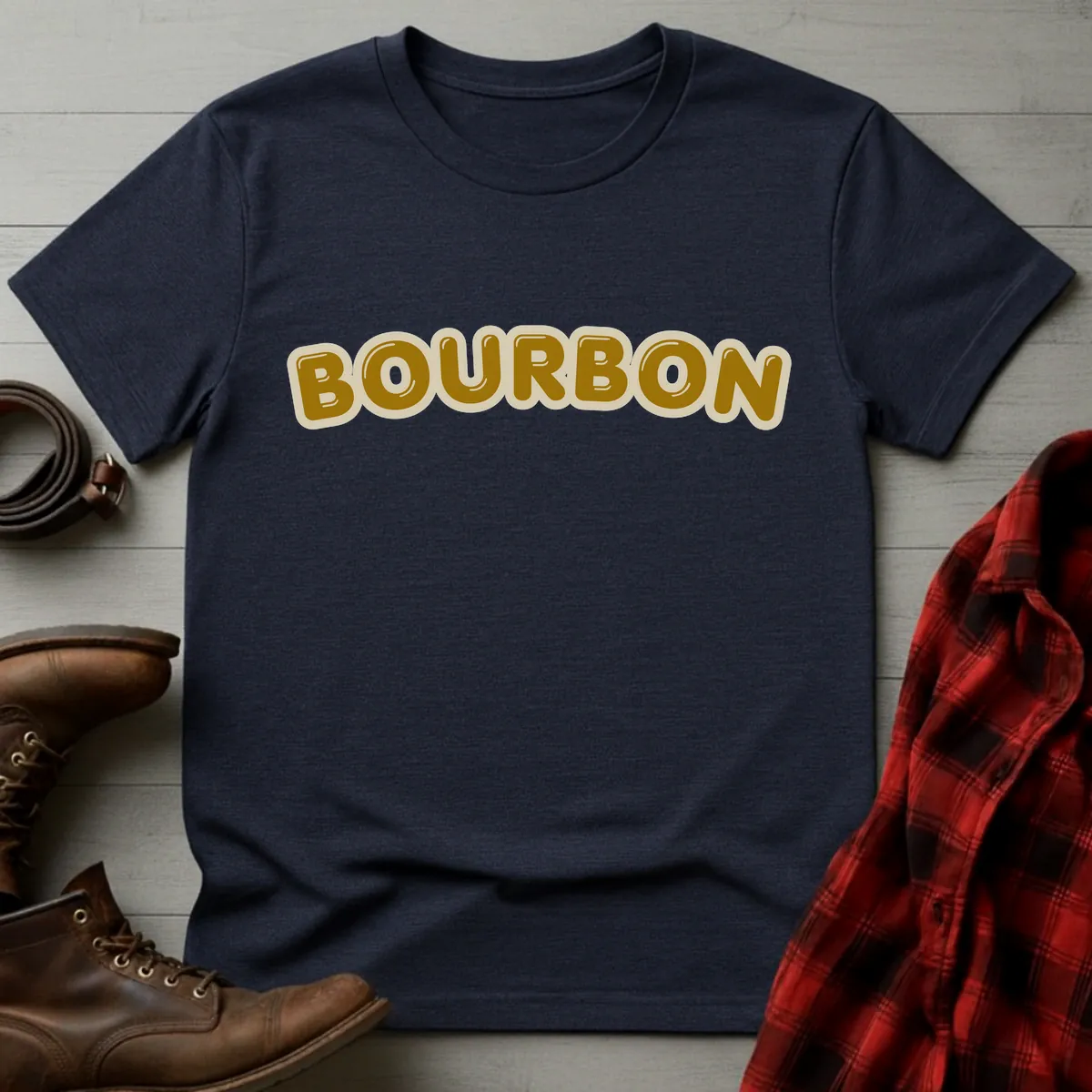 Bourbon Retro Bubble Typography T-Shirt