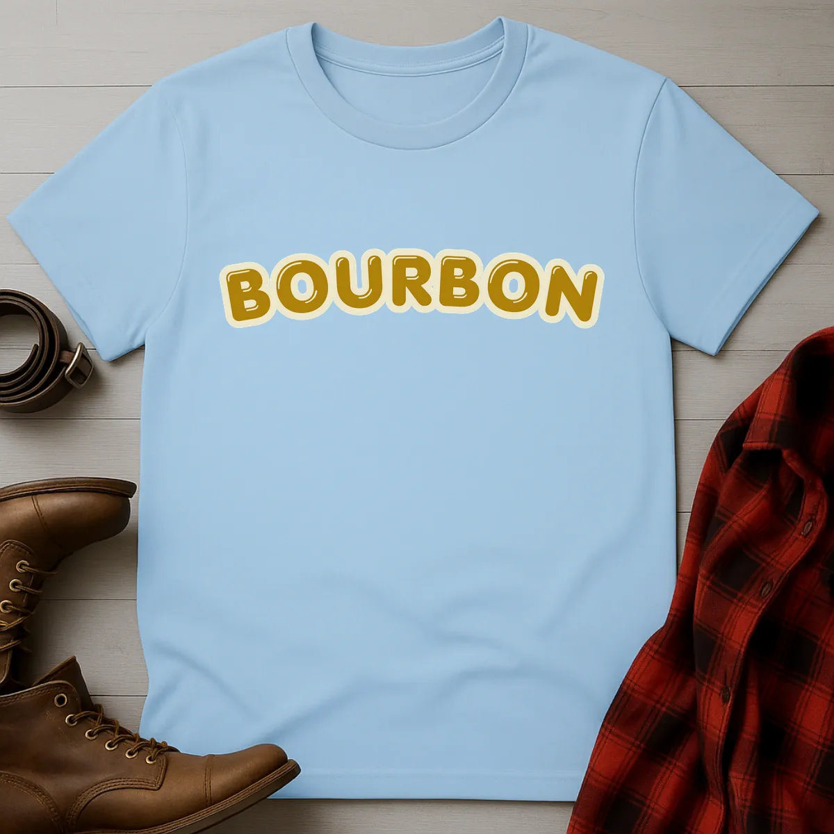 Bourbon Retro Bubble Typography T-Shirt