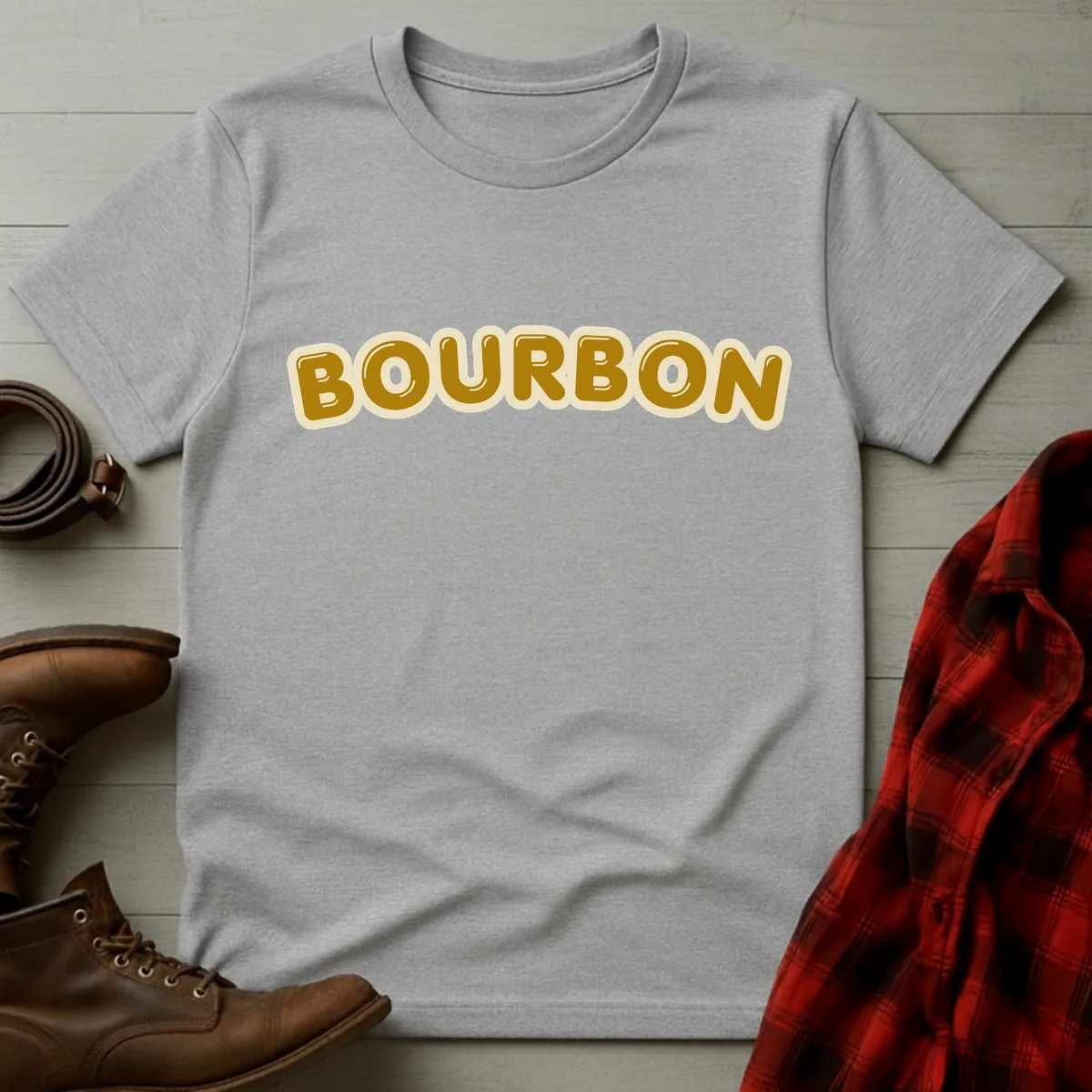 Bourbon Retro Bubble Typography T-Shirt