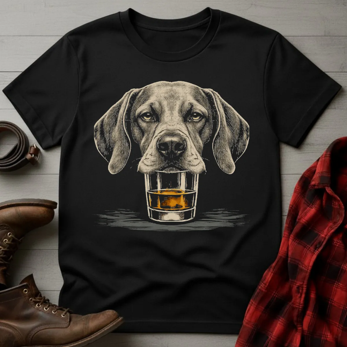 Whiskey Dog Vizsla Grunge T-Shirt