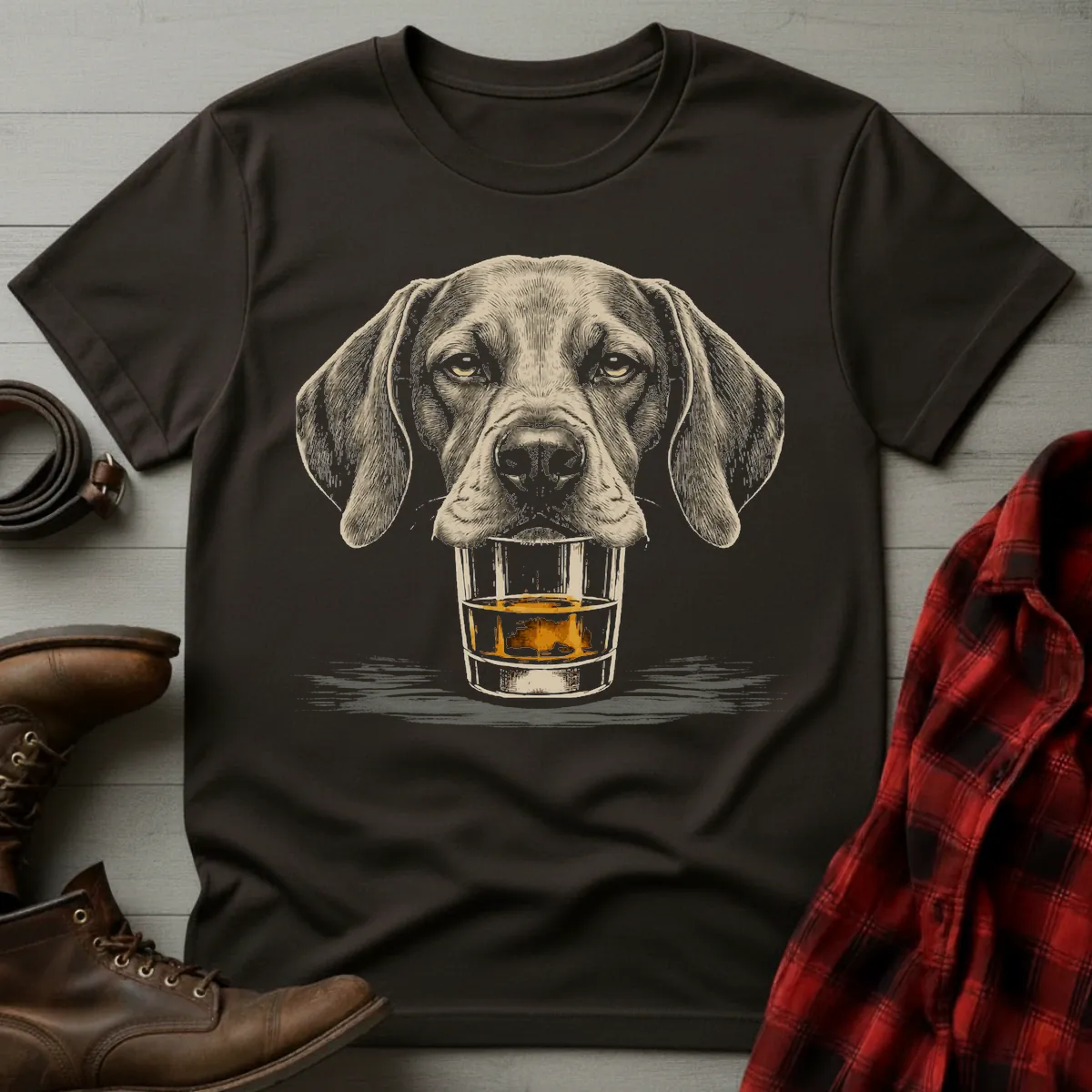 Whiskey Dog Vizsla Grunge T-Shirt
