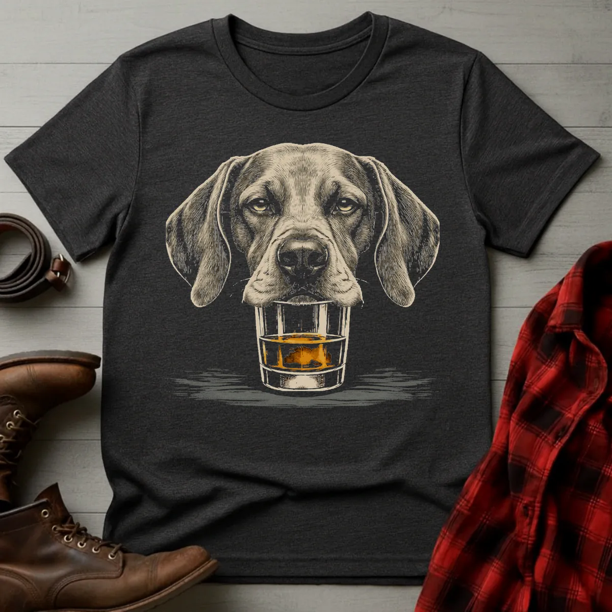 Whiskey Dog Vizsla Grunge T-Shirt