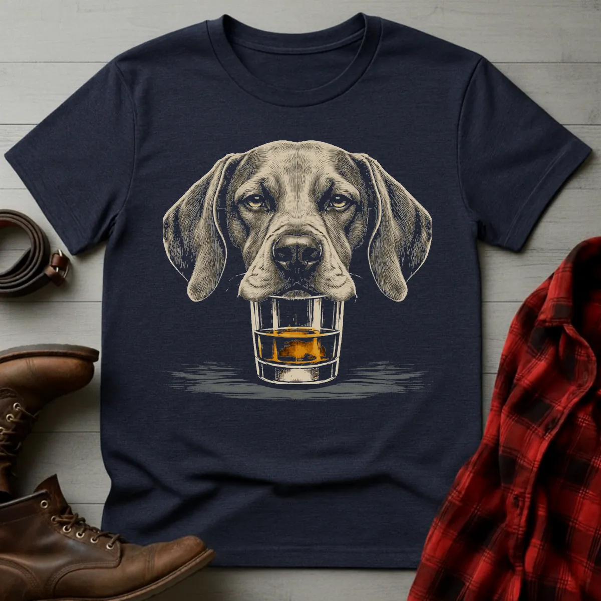 Whiskey Dog Vizsla Grunge T-Shirt