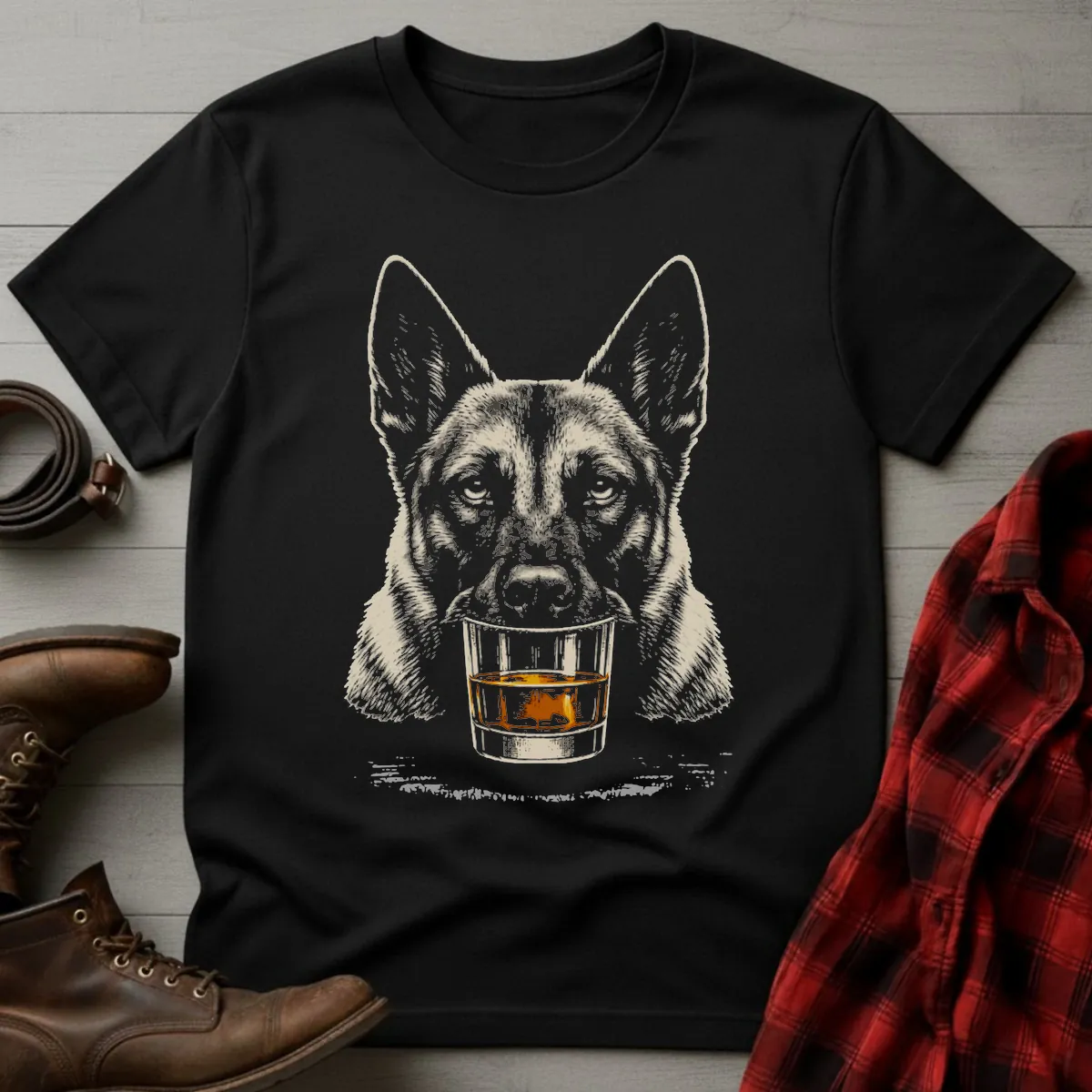 Whiskey Dog Belgian Malinois Grunge T-Shirt