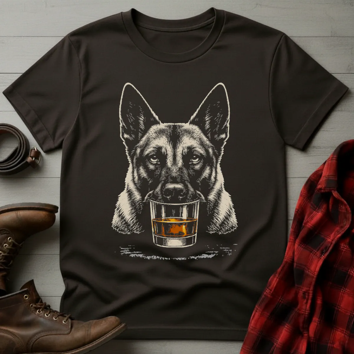 Whiskey Dog Belgian Malinois Grunge T-Shirt