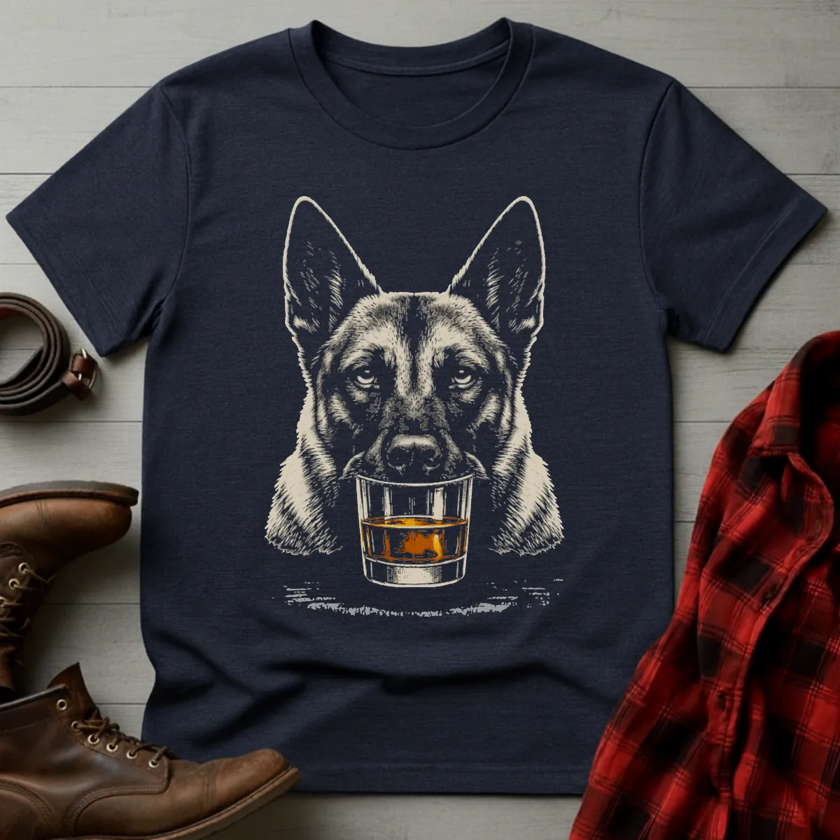 Whiskey Dog Belgian Malinois Grunge T-Shirt