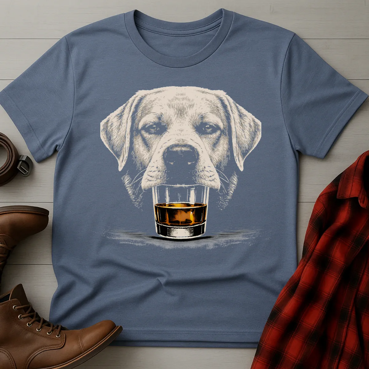 Whiskey Dog Pale Yellow Silver Lab Grunge T-Shirt