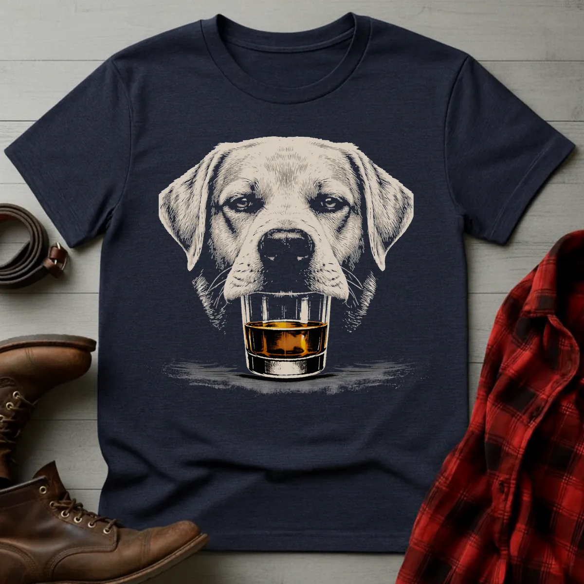 Whiskey Dog Pale Yellow Silver Lab Grunge T-Shirt