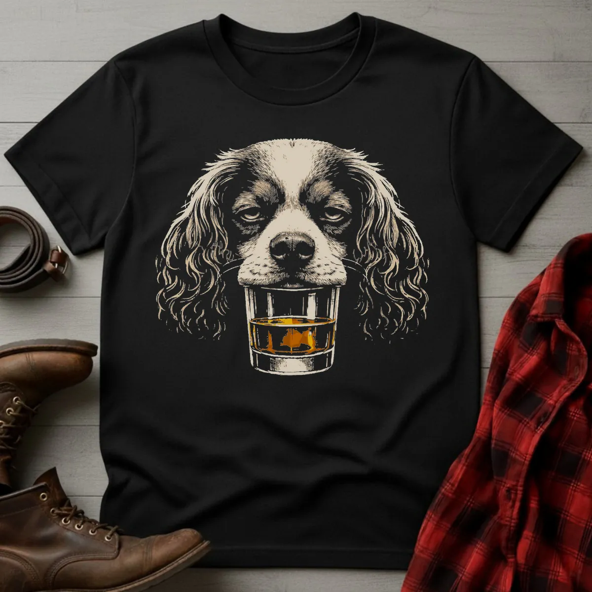 Whiskey Dog Cavalier King Charles Spaniel T-Shirt