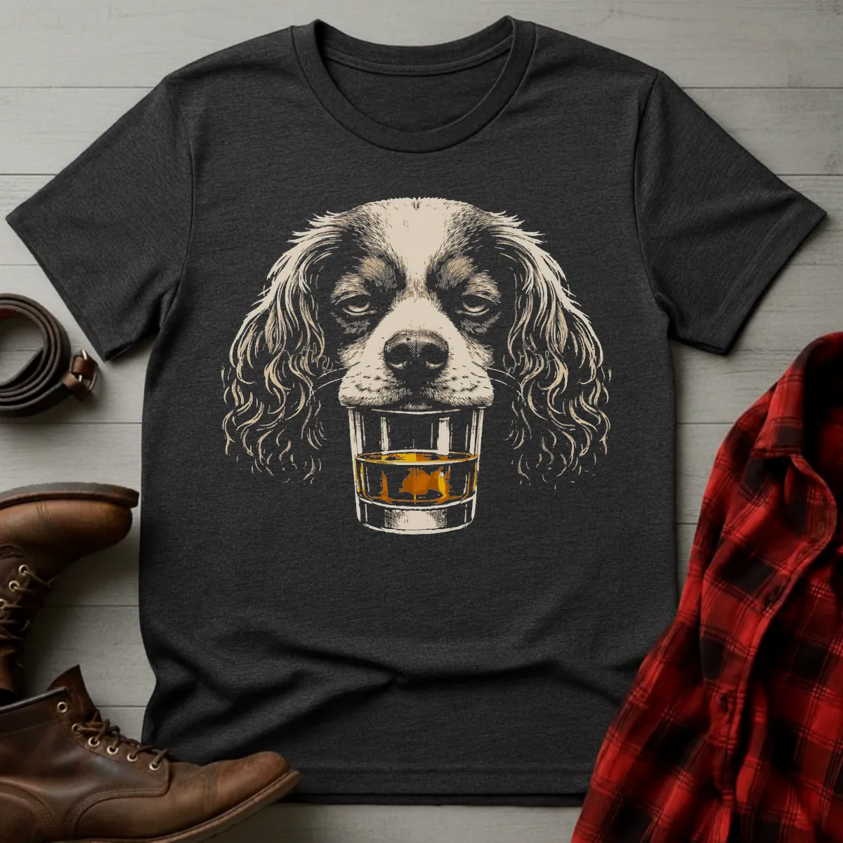 Whiskey Dog Cavalier King Charles Spaniel T-Shirt