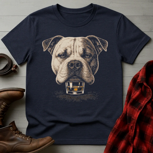 Whiskey Dog American Bulldog on Glass T-Shirt