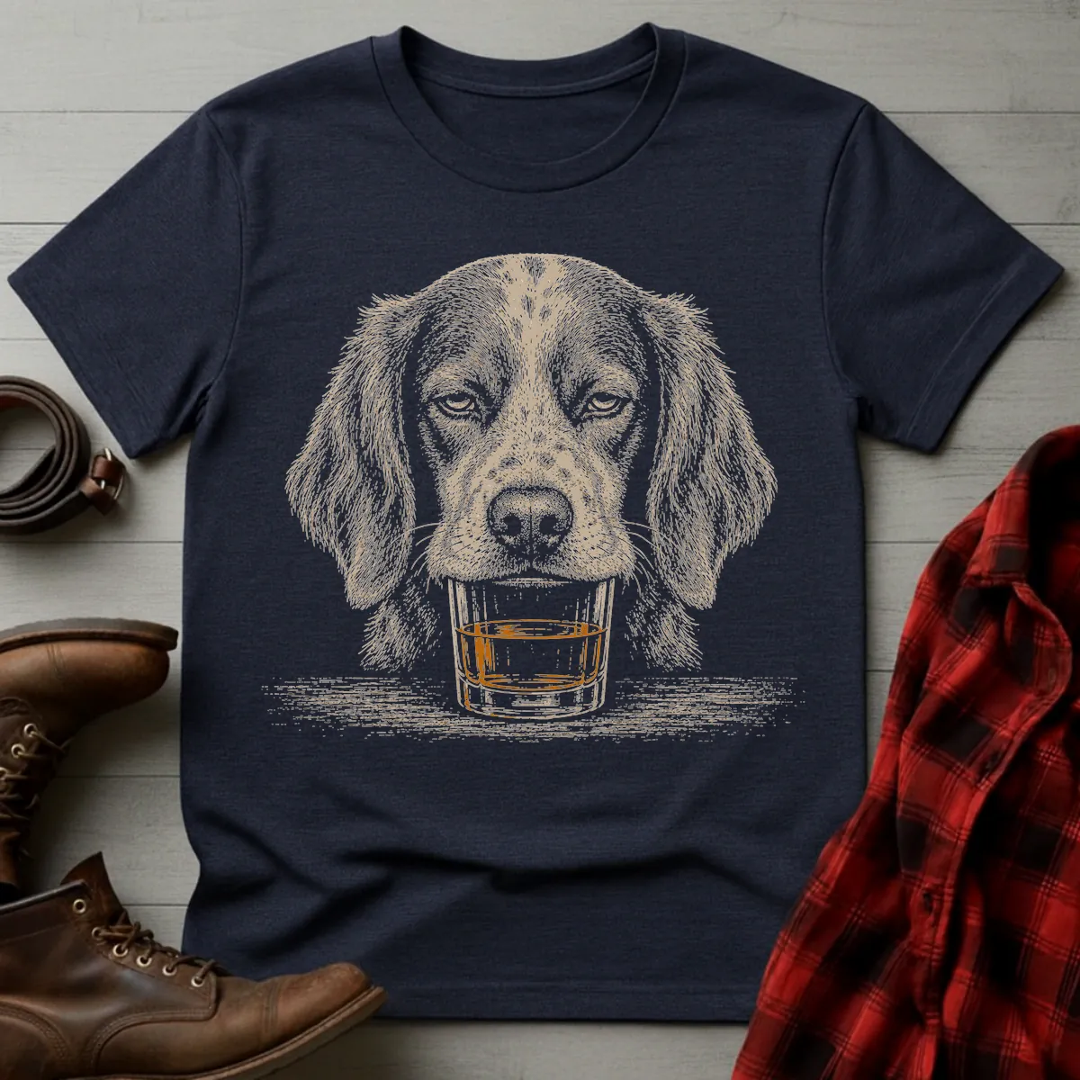 Whiskey Dog Brittany Spaniel T-Shirt