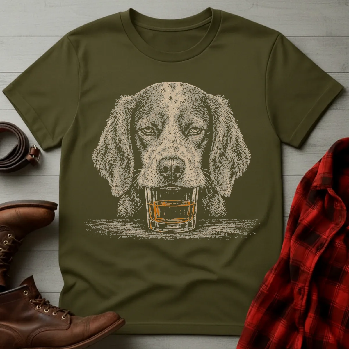 Whiskey Dog Brittany Spaniel T-Shirt