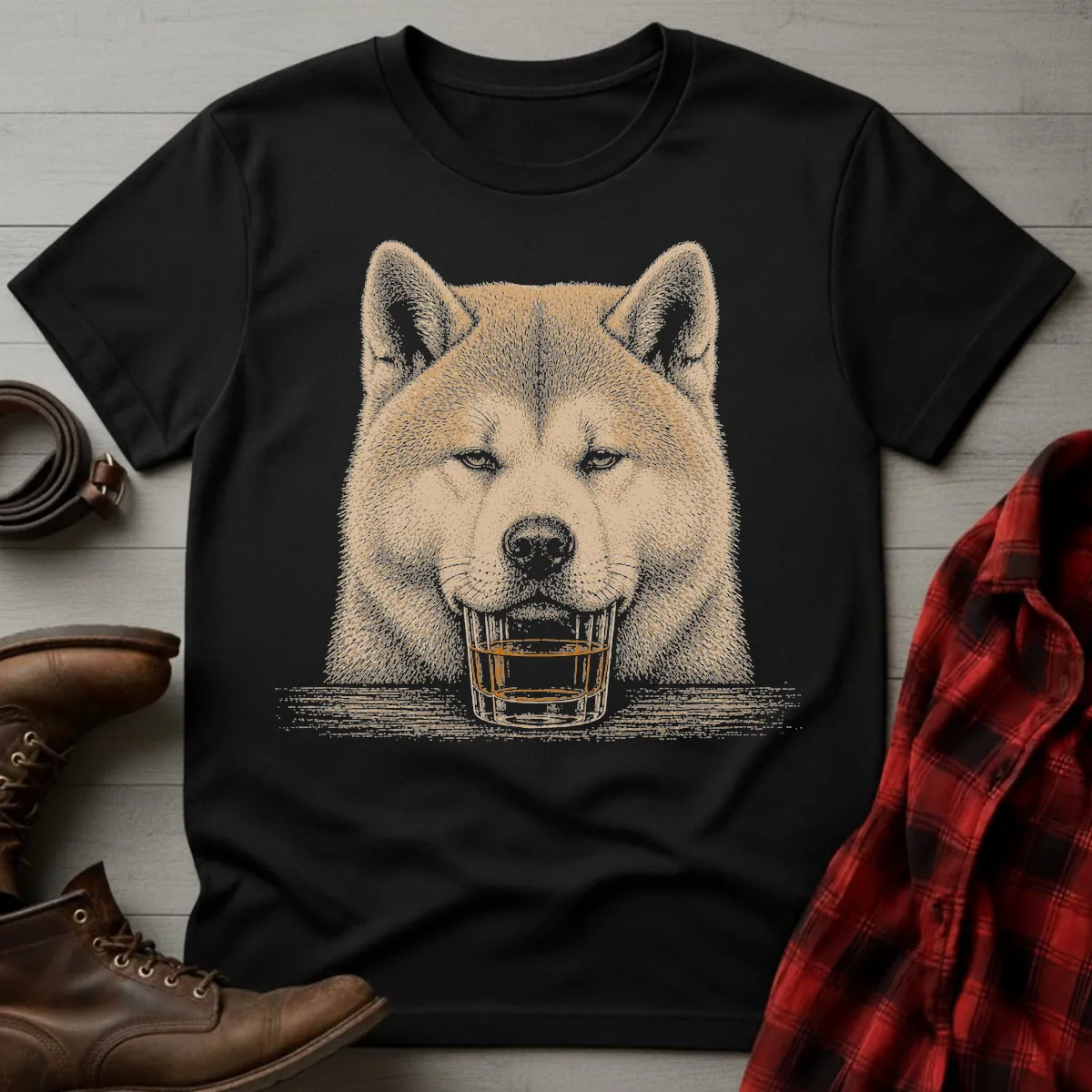 Whiskey Dog Akita Inu T-Shirt