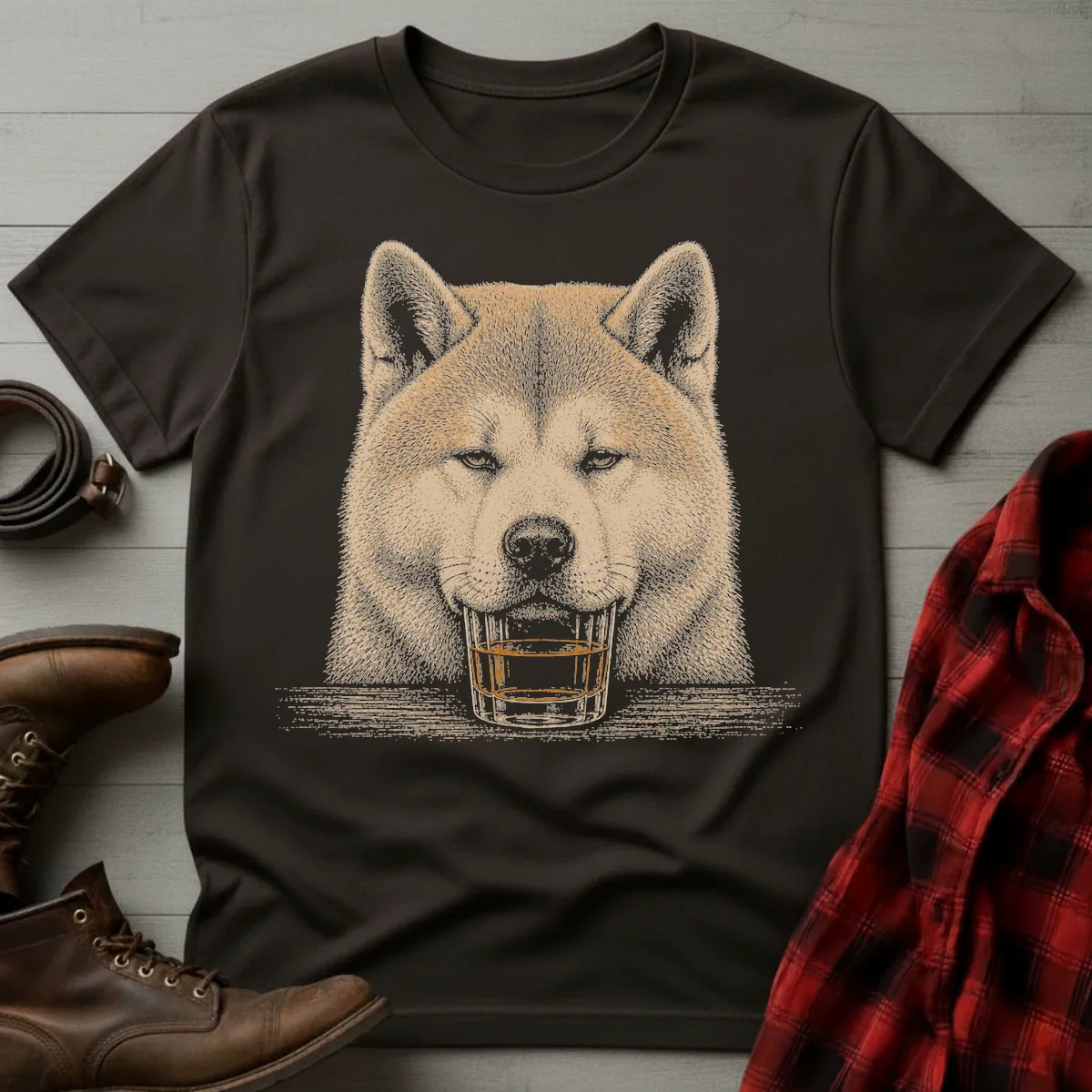 Whiskey Dog Akita Inu T-Shirt