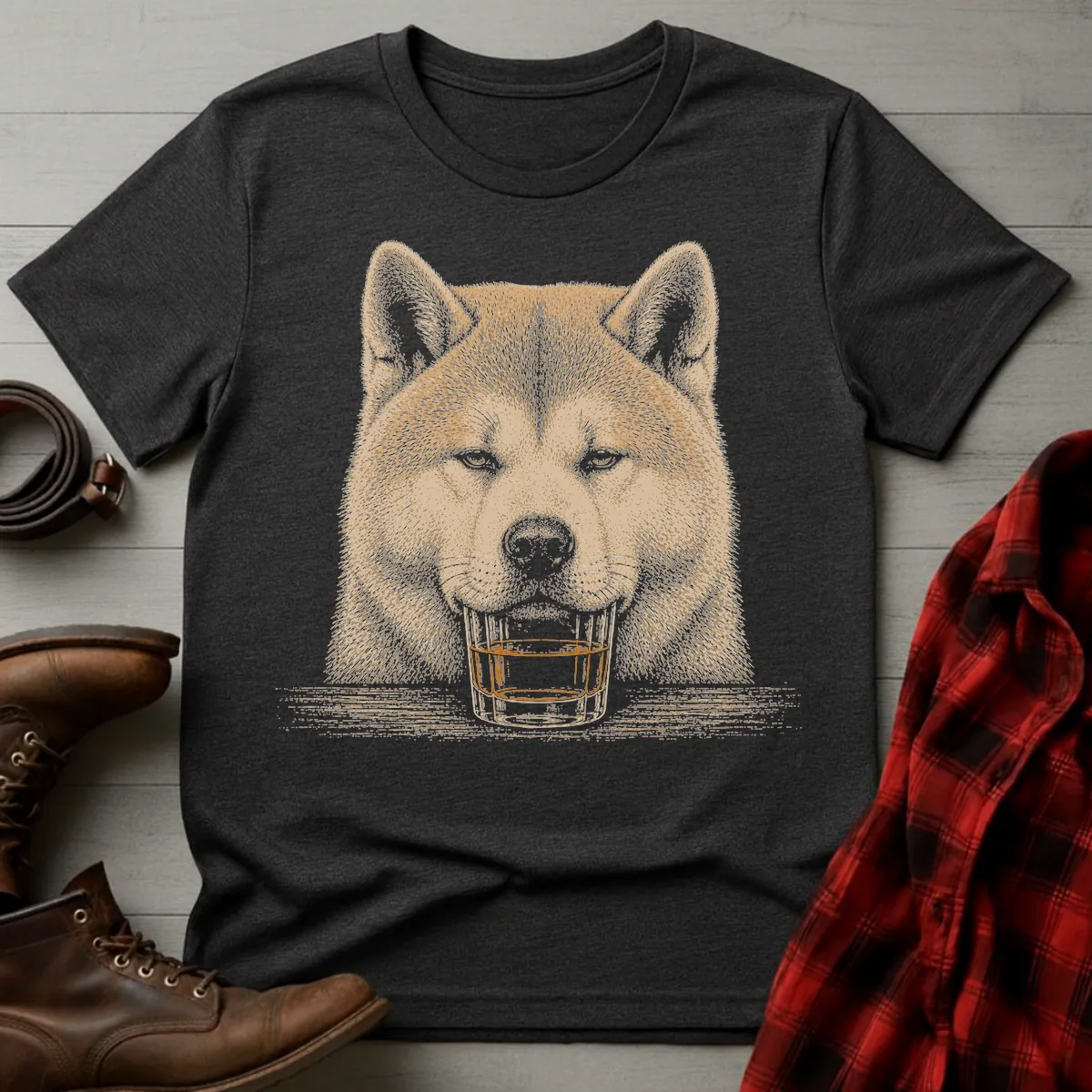 Whiskey Dog Akita Inu T-Shirt