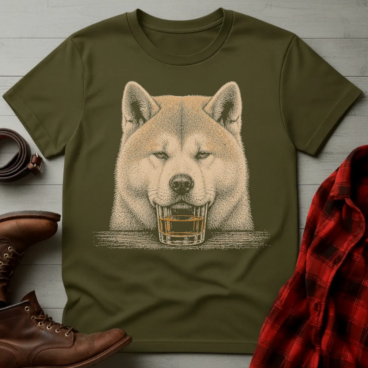 Whiskey Dog Akita Inu T-Shirt