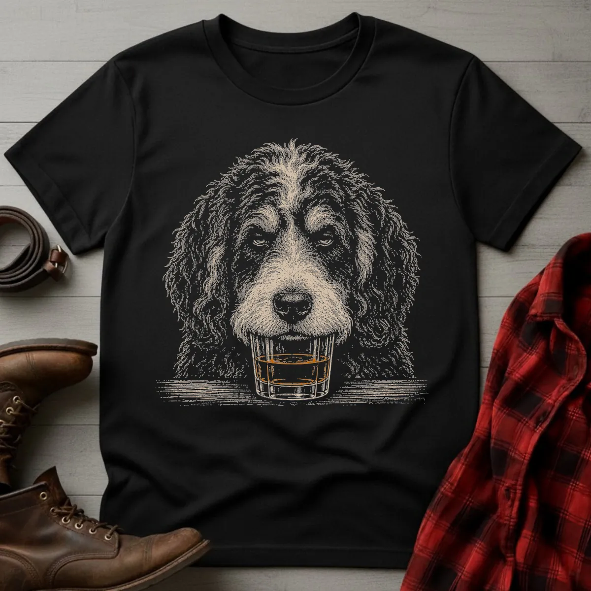 Whiskey Dog Bernedoodle T-Shirt