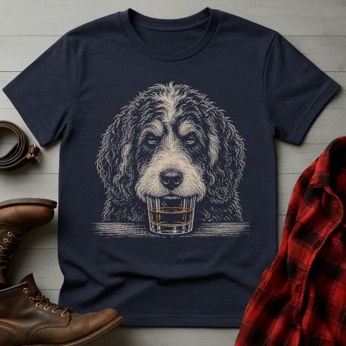 Whiskey Dog Bernedoodle T-Shirt