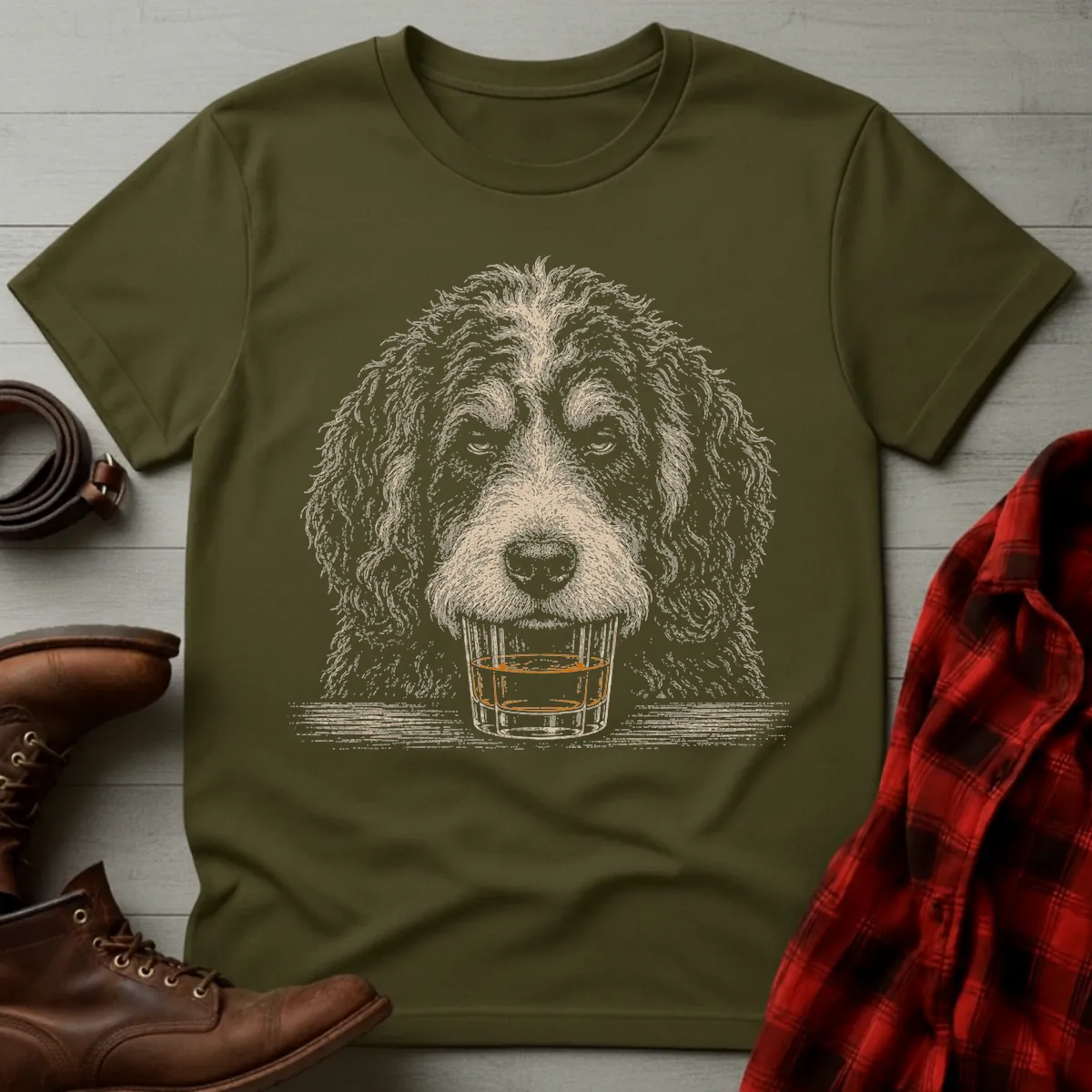 Whiskey Dog Bernedoodle T-Shirt