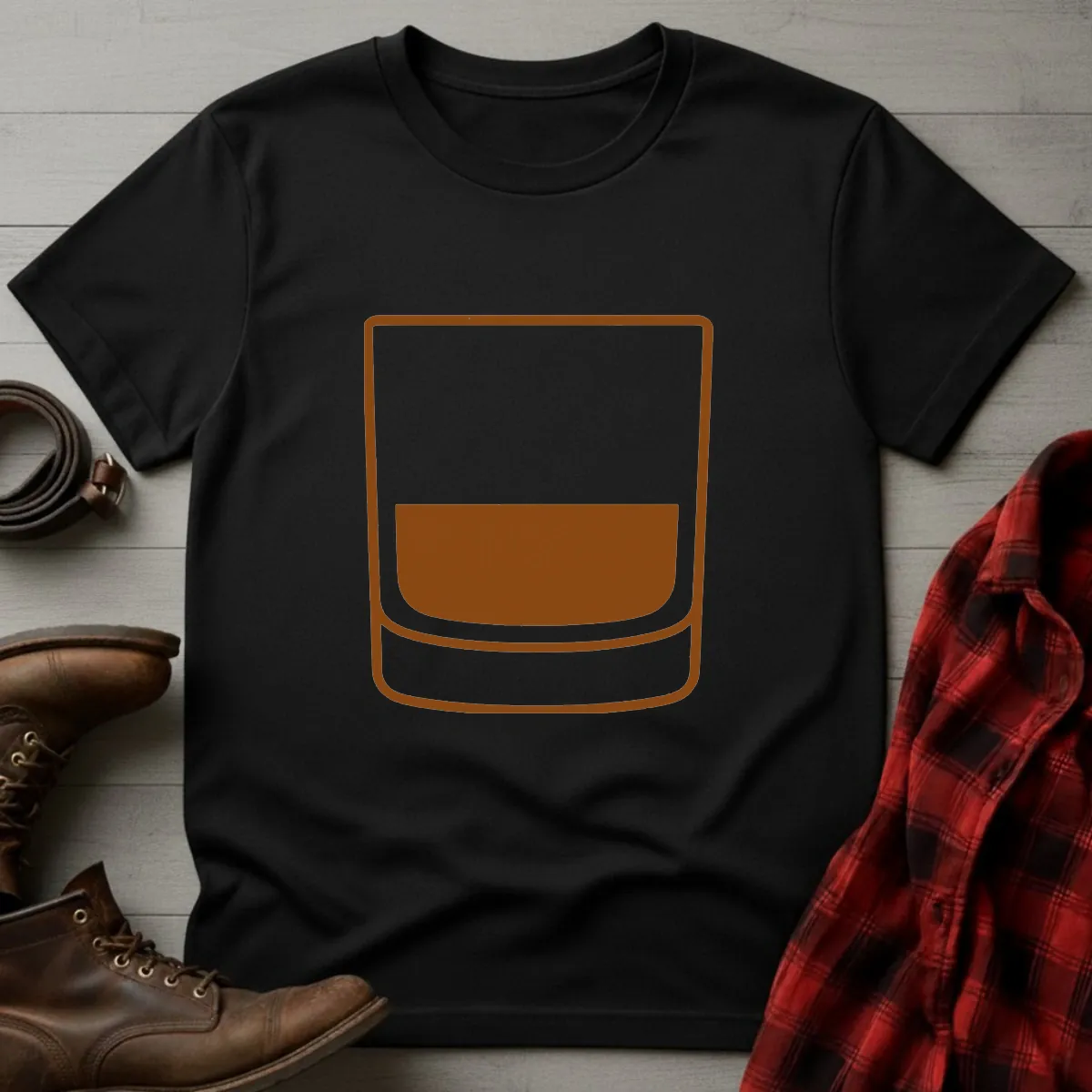 Whiskey Rocks Glass Icon T-Shirt