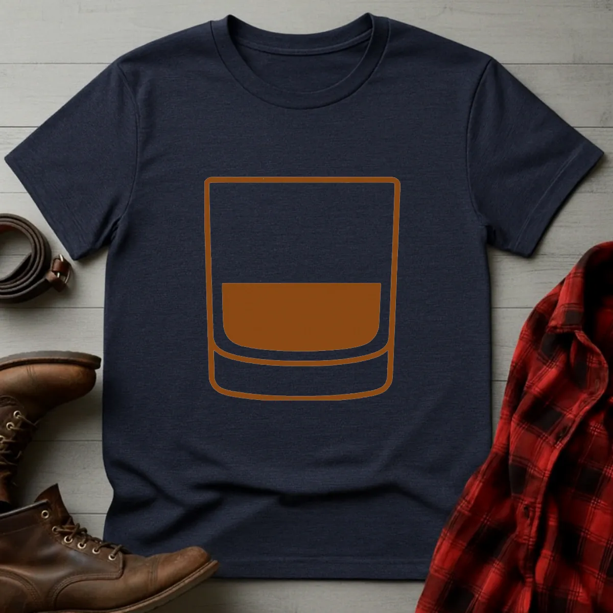 Whiskey Rocks Glass Icon T-Shirt