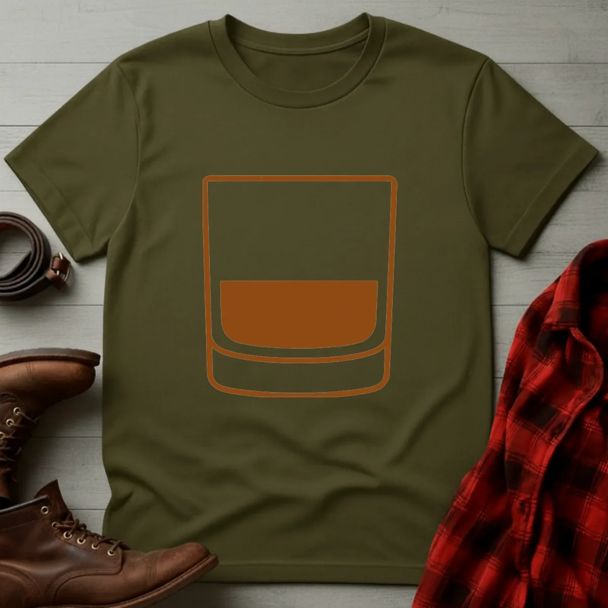 Whiskey Rocks Glass Icon T-Shirt