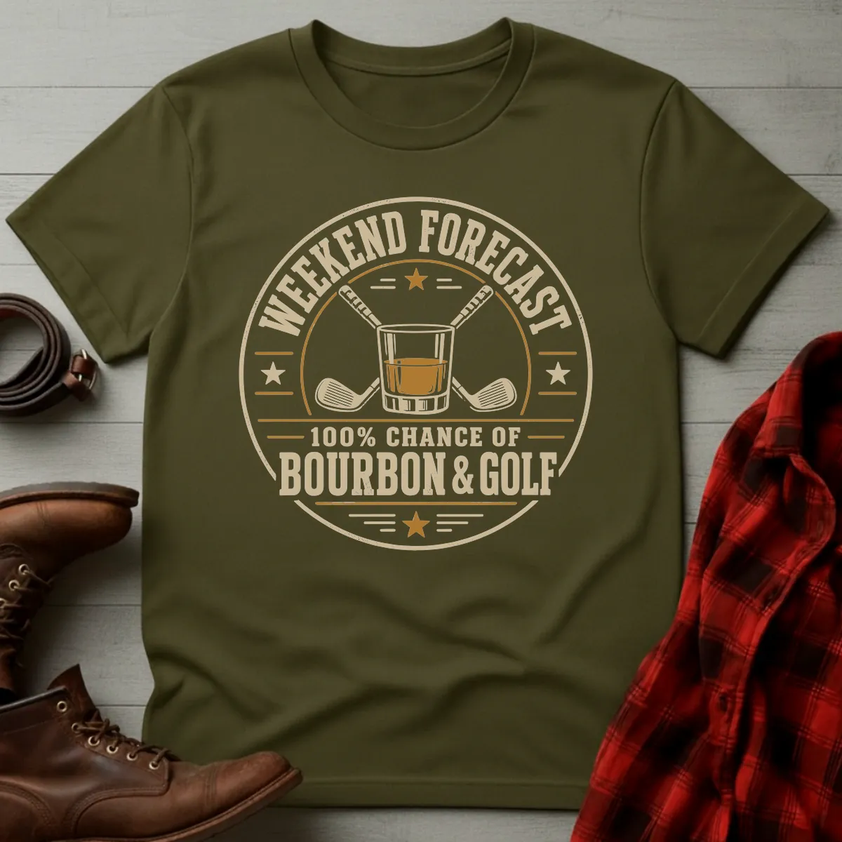 Weekend Forecast Bourbon and Golf T-Shirt