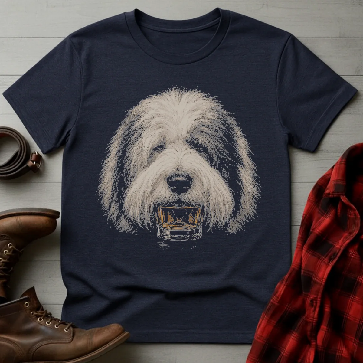 Whiskey Dog Old English Sheepdog T-Shirt