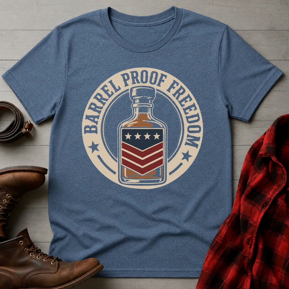 Barrel Proof Freedom Patriotic Whiskey Bottle T-Shirt