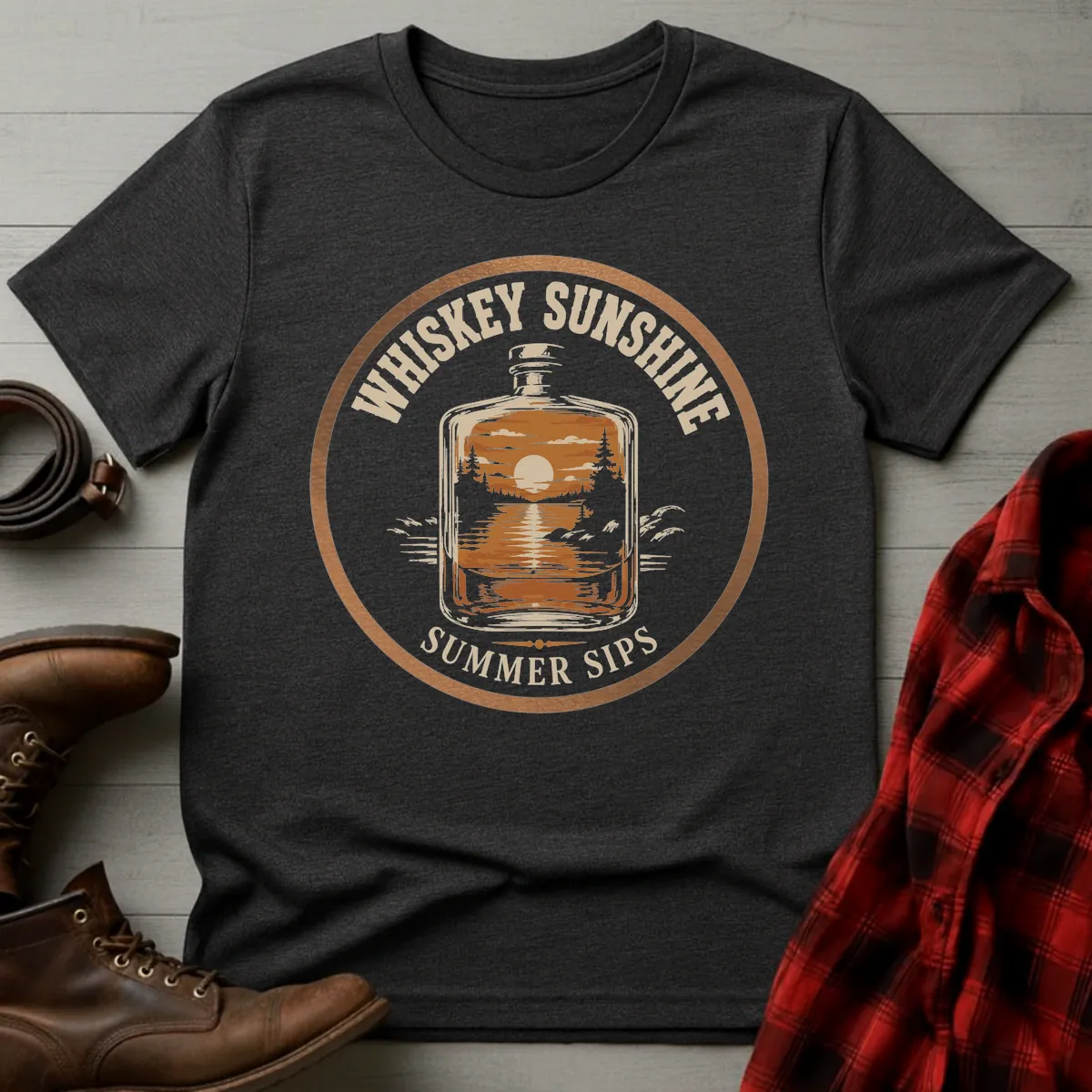 Whiskey Sunshine Summer Sips Flask T-Shirt