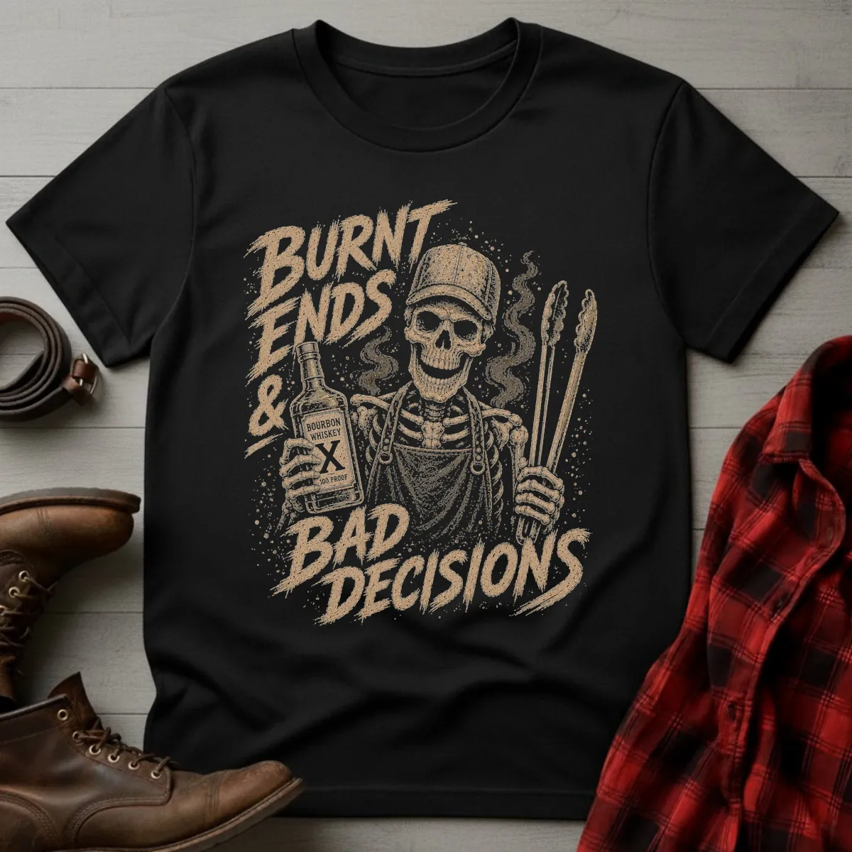 Burnt Ends & Bad Decisions BBQ Whiskey T-Shirt