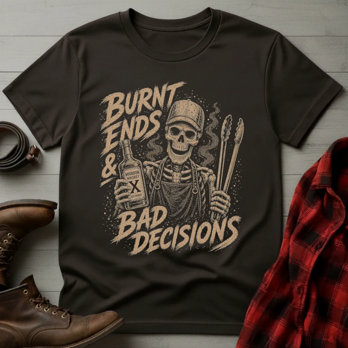 Burnt Ends & Bad Decisions BBQ Whiskey T-Shirt