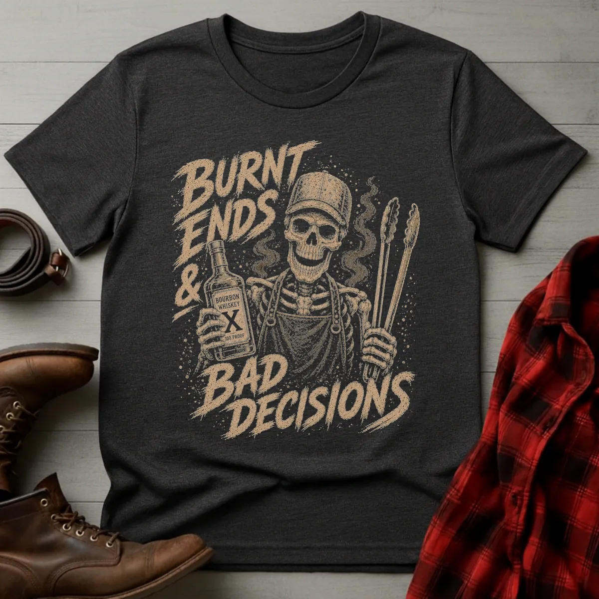Burnt Ends & Bad Decisions BBQ Whiskey T-Shirt