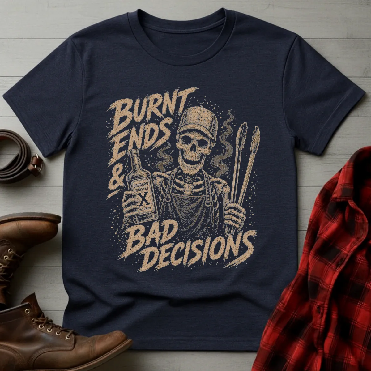 Burnt Ends & Bad Decisions BBQ Whiskey T-Shirt