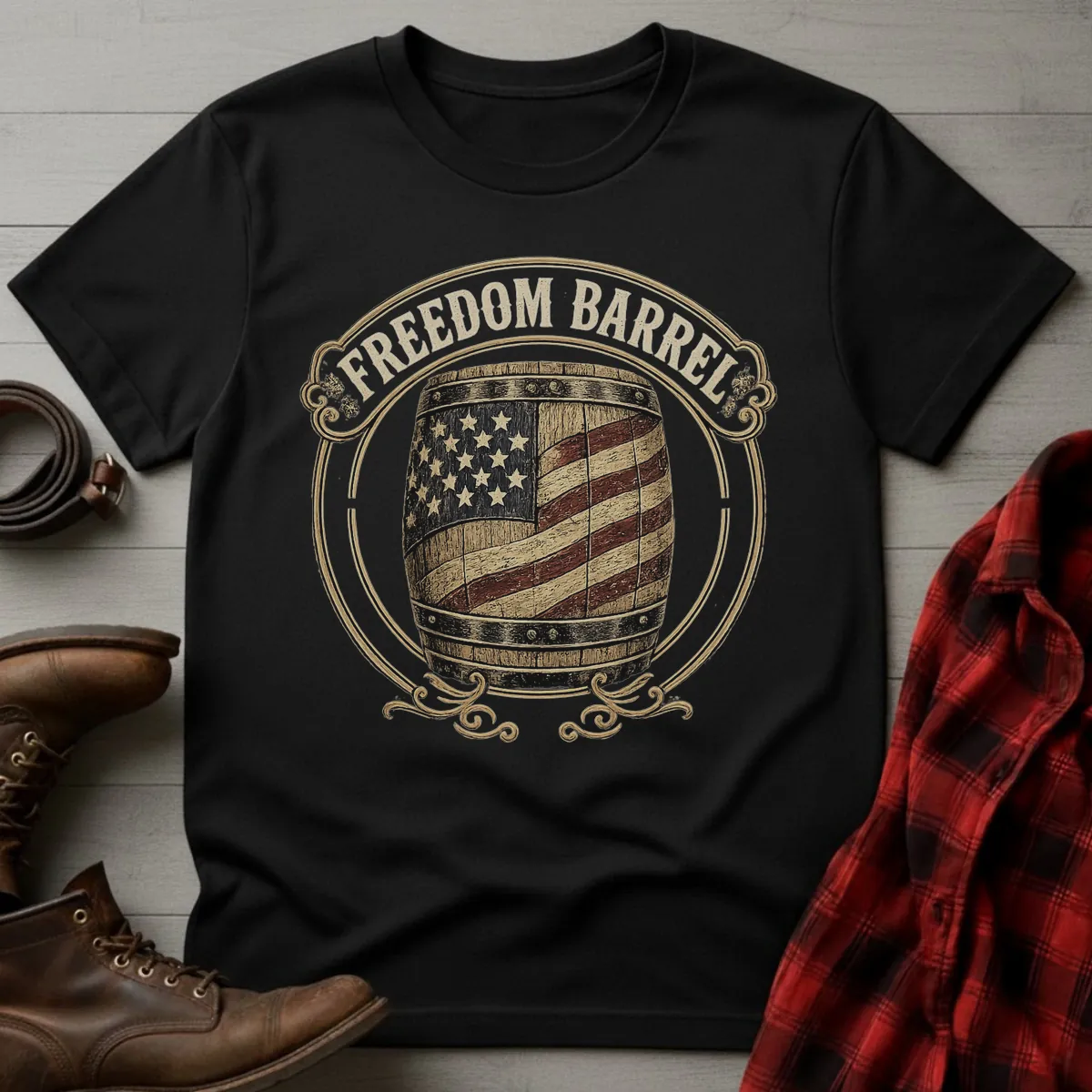 Freedom Barrel American Flag Bourbon T-Shirt