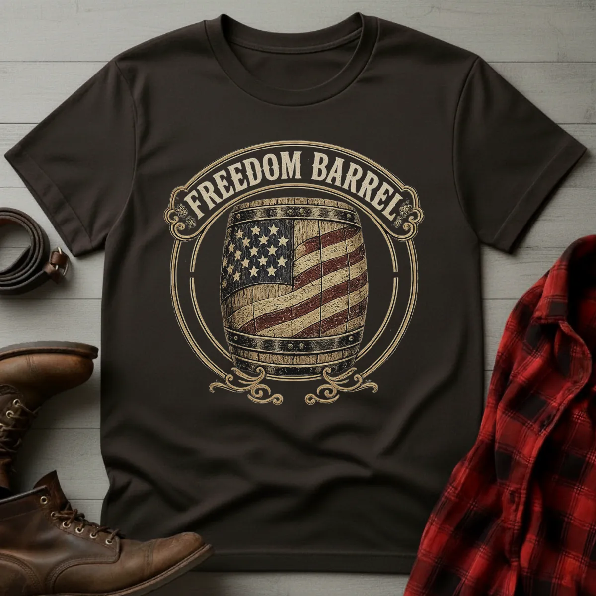 Freedom Barrel American Flag Bourbon T-Shirt