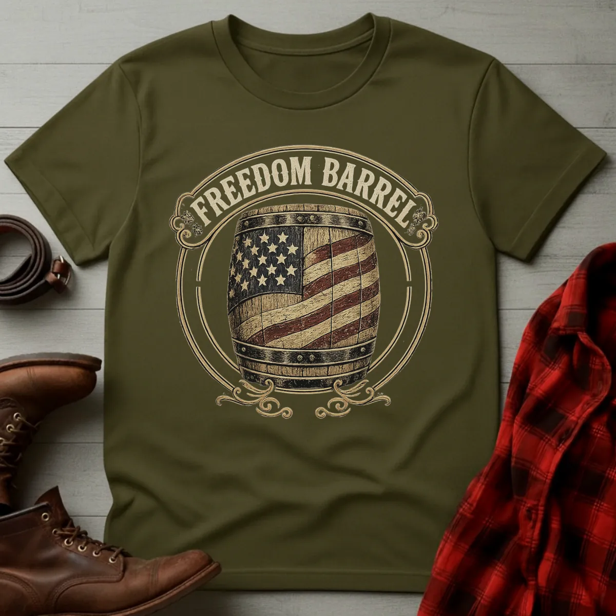Freedom Barrel American Flag Bourbon T-Shirt