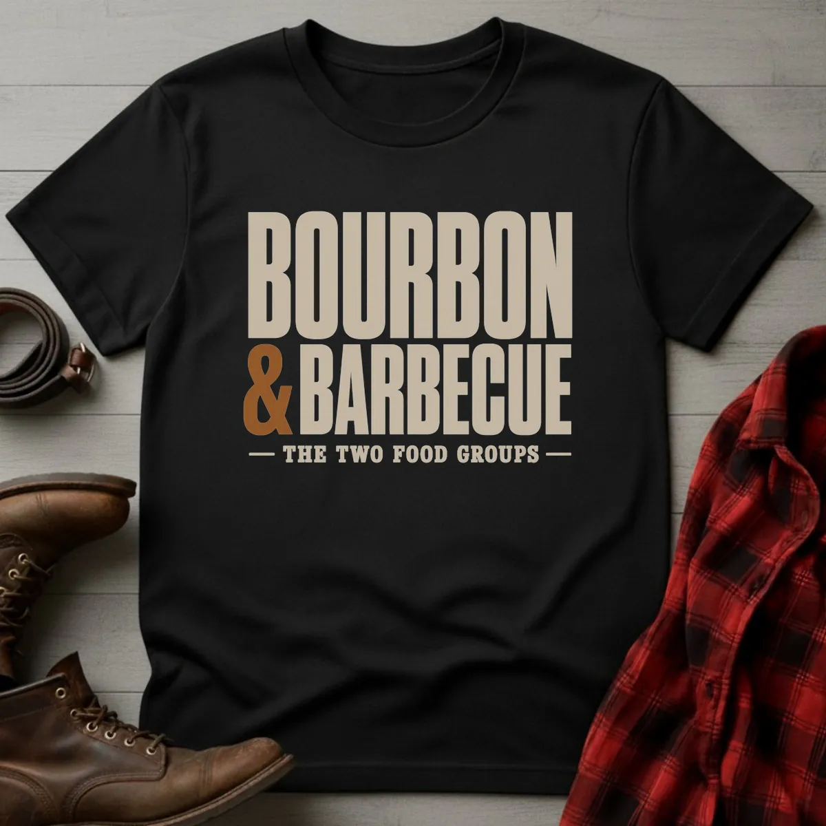 Bourbon & Barbecue Typography T-Shirt